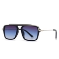 Vintage vierkante zonnebril met zilveren metalen frame en paars-blauw verloopglas - Zwart Frame Blauw Paarse Lenzen (C6)