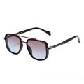 Modern retro square pilot sunglasses with metal double bridge and gradient lenses - C2 Gunmetal Frame Tea Blue