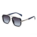 Modern rectangular sunglasses with silver metal frames and blue gradient lenses - C3 Silver Frame Gray Blue