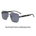 Gunmetal pilot sunglasses with dark grey lenses and carbon fiber texture temples - Gunmetal Frame Gray Lenses