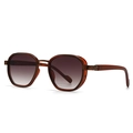Retro polygon sunglasses with dark brown wood grain frame and brown gradient lenses - Tea Frame Tea Lens (C4)
