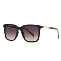 Classic round frame sunglasses with gradient lenses and stylish tortoiseshell temples - C1 Black Frame Purple Lens