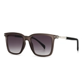 Classic round frame sunglasses with translucent brown matte finish and gradient lenses - C5 Tea Frame Purple Lens