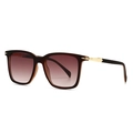 Vintage retro oversized square sunglasses with amber frames and gradient brown lenses - C6 Tea Frame Wine Red Lens