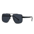 Men's aviator sunglasses with black metal frame and dark grey lenses for street style - Black Frame Gray Lenses