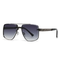 Lunettes aviateur carrées gris métal avec verres dégradés violets et charnières gaufrées - Gris Double Gunmetal