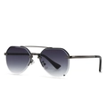 Retro small square sunglasses for women with dark grey gradient hexagonal lenses - Gunmetal Double Grey