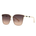 Chic oversized gold frame sunglasses with gradient brown lenses and bamboo-style temples - Gold Frame Light Tea Lens