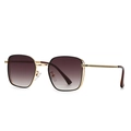Retro round metal sunglasses with gradient brown lenses and golden frames - Black Gold Frame Tea Yellow Gradient