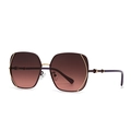 Modern square sunglasses for women with brown gradient lenses and gold metal details - C5 Tea Frame Wine Red Lens