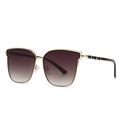Trendy oversized square metal sunglasses with gold frames and brown gradient lenses - Gold Frame Tea Lens