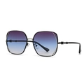 Retro small square sunglasses with blue-purple gradient lenses and metallic temple accents - C7 Black Frame Blue Tea