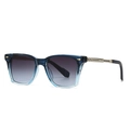 Gafas de sol de piloto retro con montura azul degradada y detalle de flecha plata - C5 Montura Azul Lente Azul