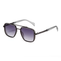Retro pilot style sunglasses with gunmetal double-bridge frame and purple gradient lenses - C4 Gunmetal Frame Double Gray