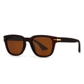 Fashionable square polarized sunglasses with dark red-brown frames and gold cross detail - Tea Frame Tea Lens