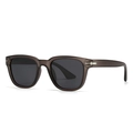 Fashionable square matte brown translucent polarized sunglasses with dark lenses - Tea Frame Gray
