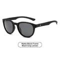 Gafas de sol redondas polarizadas con montura negro mate y lentes gris oscuro para hombre - Negro Arena / Gris Negro