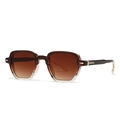 Vintage narrow square amber frame sunglasses with brown gradient lenses and gold arrow studs - Gradient Tea (Tea Frame Tea Lens)