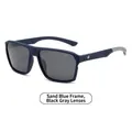 Gafas de sol polarizadas TR para hombre con montura azul mate y lentes gris oscuro - Marco Azul Mate Lentes Grises