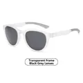 Polarized round sunglasses featuring a matte transparent white frame and dark grey lenses - Transparent Frame Grey Lens