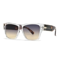 Modern square sunglasses with transparent frames, gradient lenses and tortoiseshell arms - C7 Transparent Frame Blue Tea Lens