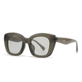 Modern oval sunglasses with translucent dark grey frames and rivet details - Transparent Grey Frame/Light Grey Lens