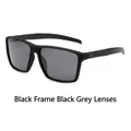 Retro square polarized sunglasses with matte black frames and grey lenses - Black Frame Black Lens