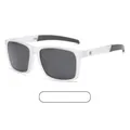 Square fashion polarized sunglasses with transparent matte frame and grey lenses - Transparent Frame / Dark Grey Lenses (C7)