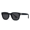 Modern square black oversized polarized sunglasses with signature silver arrow hinge detail - Black Gray Silver Accessories