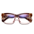 Lunettes anti-lumière bleue avec monture dégradée écaille marron et rose transparent - Thé Mat Rose Clair (C6)