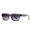 Square dark grey translucent sunglasses with silver wing metal detail and gradient lens - Gray