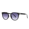 Classic round black frame sunglasses with purple gradient lenses and silver accents - Black Frame Double Gray Lens