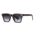 Retro square sunglasses with translucent taupe frames and golden diamond rivets - Transparent Grey Frame Grey Lens