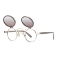 Steampunk double layer flip-up sunglasses with round transparent frames and metal bridge - Flip-up Round (Steampunk) / Transparent Tea Frame Tea Lens (C2)