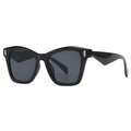 Oversized retro sunglasses with thick black frames and silver metal hardware accents - Black Frame Full Grey