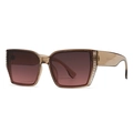 Fashionable oversized square sunglasses with brown gradient lenses and transparent frames - Champagne Frame Red Gray Gradient Lens