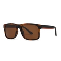 Classic square tortoise shell polarized sunglasses with brown lenses and black temple design - Bean Flower Tea