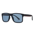 Classic square polarized sunglasses in matte black frame with light blue lenses - C5 Black Frame Blue Lens