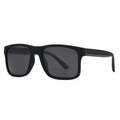 Classic matte black square polarized sunglasses for men with dark gray lenses - C7 Matte Black Gray Temple
