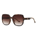 Fashionable square tortoiseshell sunglasses with gradient brown lenses and gold accents - Tortoise Frame Gradient Tea Lens (C4)