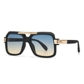 Classic aviator square sunglasses with matte black frames and gradient lenses - Black Frame Blue Tea Gradient Lens
