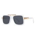 Classic white aviator sunglasses with dark grey lenses and gold metal accents - White Frame Dark Grey Lens