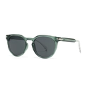 Translucent dark green round frame sunglasses with grey lenses and silver metal accents - C3 Green Frame Grey Lens