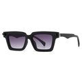Retro oversized square black frame sunglasses with purple gradient lenses for women - C1 Black Frame Double Gray Lens (Gradient Purple Gray)