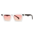 Retro square sunglasses with translucent white frame and orange-pink gradient lenses - C7 Jelly White Frame Pink Lens (Gradient Orange Pink/Black Temples)