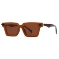 Retro square sunglasses with matte orange-brown frame and tortoiseshell patterned temples - C4 Tea Frame Tea Lens (Orange Brown/Tortoise Temples)
