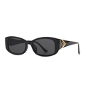 Fashionable black butterfly frame sunglasses with dark lenses and gold diamond accents - Bright Black (C1)