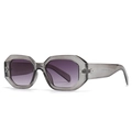Modern oval sunglasses with grey translucent frames and purple gradient lenses for women - C7 Grey Frame Grey Lens