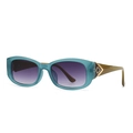 Fashion butterfly sunglasses with teal frame and purple gradient lenses on white background - Blue-Green Frame (C5)