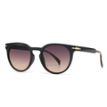 Retro round sunglasses with black frames, tortoiseshell temples and gradient lenses - Black Frame Purple Lens